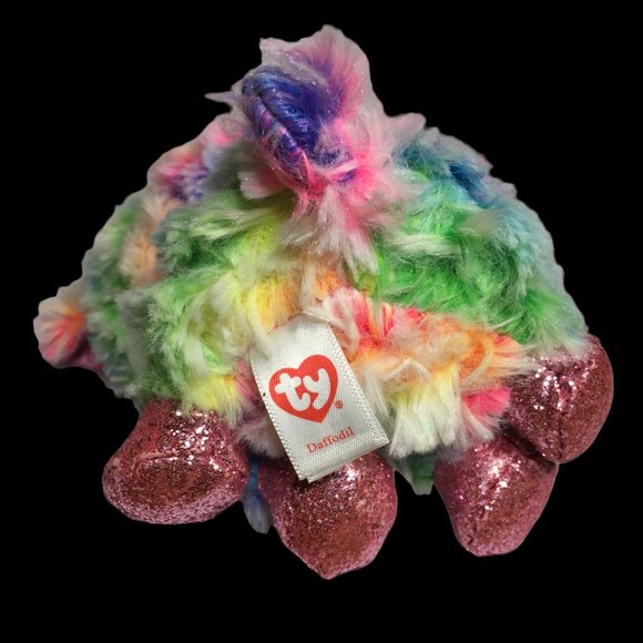 Ty Daffodil Rainbow Lamb Beanie Boos Pink Glitter Eyes & Feet Sheep Goat 6" - Picture 5 of 7